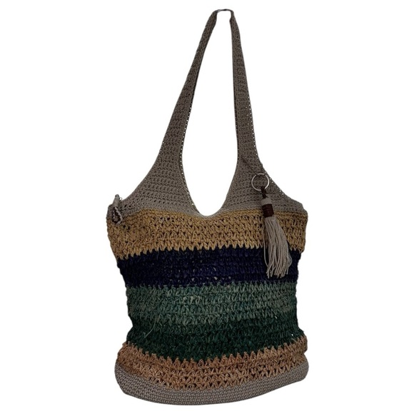 The Sak Multicolor  Raffia Crochet Tote Bag Zip Closure - Picture 6 of 12